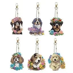 Набір брелків алмазна викладка "Собачки" ColorArt BR42 з інструментами 6 шт