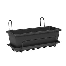 Вазон TeraPlast Nara kit з піддоном темно-сірий 40 х 20 см (33169040005)