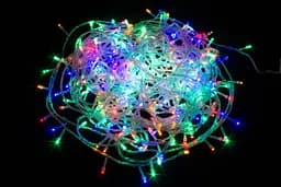 Гирлянда нить 21 метров на елку Цветная 300 лампочек Laplandia светодиодная от сети прозрачный провод (m.01.5Т.300-)