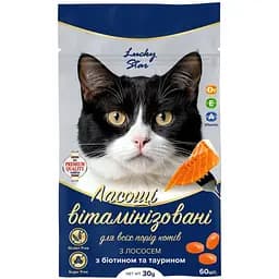 Лакомство витаминизированное для кошек Lucky Star с лососем 30 г (LS3K)