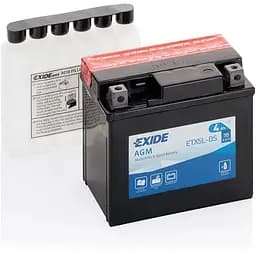 Акумулятор Мото Exide AGM 4Ah Ев (-/+) (70EN) (113х70х105) ETX5L-BS