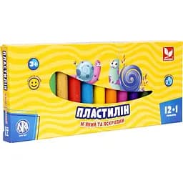 Пластилин восковой Школярик, круглый, 12+1 цветов, 156 г (303115007-UA)