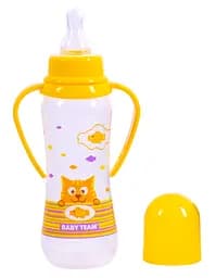 Пляшечка для годування Baby Team, з ручками і силіконовою соскою, 250 мл, жовтий (1411_желтый) - мініатюра 2