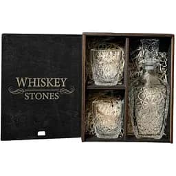 Подарунковий набір віскі Whiskey Stones №12 у дерев'яному пеналі - графин + склянки Dedalo