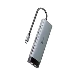 Хаб USB TP-Link "9-in-1", Grey, Type-C 3.0 - 1xType-C (100 Вт) / 1xType-C 3.0 / 3xUSB 3.0 / HDMI 4K / GLan / SD / microSD, кабель 18 см, алюмінієвий корпус (UH9120C)