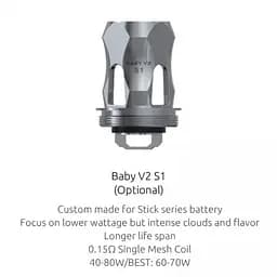 Випарник Smok Baby V2 Coil Single Mesh S1 - 0.15 Ом (10334) - мініатюра 2