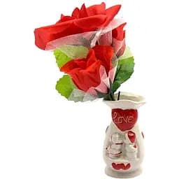 Ваза з букетом квітів 21х9х6 см