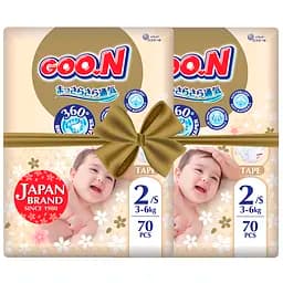 Набор подгузники на липучках Goo.N Premium Soft размер 2(S) 3-6 кг доу-пак 140 шт.
