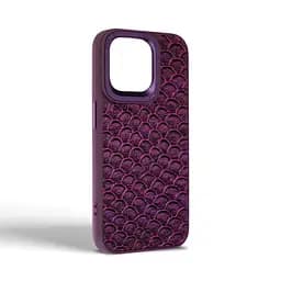 Кожаный чехол для Apple iPhone 14 Pro Max, Harder Virgin Mermaid, фиолетовый, термополиуретан ТПУ + экокожа с морской чешуйчатой текстурой, панель, защита корпуса, противоударный, микрофибра, рамка вокруг камеры, защита всего корпуса, (ARM76830) - мініатюра 2