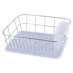 Сушилка для посуды Kamille, с поддоном, хромированная сталь, 37х33х13,5 см, белый (KM-0763D)
