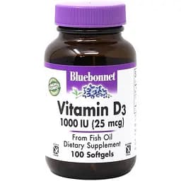 Вітаміни та мінерали Bluebonnet Nutrition Vitamin D3 1000 IU, 100 капсул