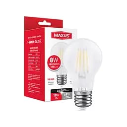 Лампа світлодіодна філаментна Maxus A60 FM 8W 4100K 220V E27 Frosted