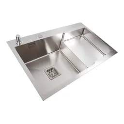 Кухонна мийка Platinum Handmade 78x50С R з нержавіючої сталі 3.0 мм квадратний сифон 78x50x22 см сатин - мініатюра 2