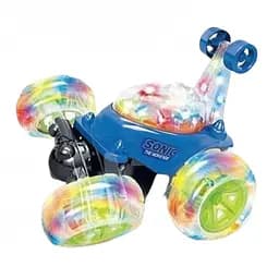 Радіокерована машина-перевертиш 9802 M-SO-01, трюкова, з яскравим підсвічуванням та музикою, вбудований акумулятор, Синя