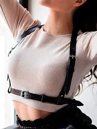 Жіноча портупея на груди One Size портупея з екошкіри чорний