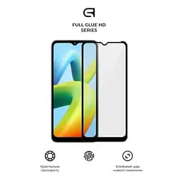 Захисне скло для Xiaomi Redmi A1/A1+ Poco C50, Full Glue HD, 2.5D, повністю прозоре, на весь екран, глянцеве, загартоване 9H, повне проклеювання по всій поверхні, з чорною рамкою, протиударне, кришталево чітке зображення, ArmorStandart (ARM64873) - мініатюра 2