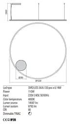 Підвісний світильник Redo ORBIT SU LED 105W 4000K D1500 SAND WHITE (4.1.2) 01-1920 - мініатюра 3