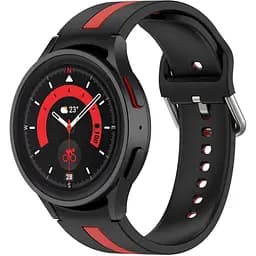Ремінець для Samsung Galaxy Watch FE - чорно-червоний ширина кріплення 20мм силікон Watchbands D2 (FEWB38062604)