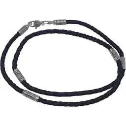 Ювелірний шнурок Меридіан 925 з текстилю з срібними вставками. 846/4 60 70