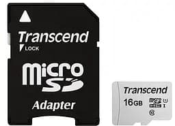 Карта пам'яті microSDHC 16GB UHS-I U1 (TS16GUSD300S-A) + SD адаптер Transcend teh0021588