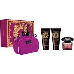 Набір Versace Crystal Noir 90 мл туалетна вода, 100 мл гель для душу, 100 мл лосьйон для тіла, сумка