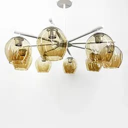 Стельова люстра на 8 плафонів в білому корпусі Line.F K 149/8 WT+BR