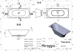 Ванна Miraggio TASMANIA (0000280) Miramarble | Глянцева | Вбудована | Біла - мініатюра 2