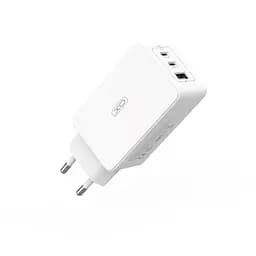 Мережевий зарядний пристрій XO CE13 (EU) 65W GaN tech fast charging (2USB-C 65W/1USB-A 22.5W) Білий - мініатюра 4