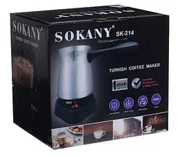 Електрична турка Sokany SK-214 500 мл 600 Вт (Сріблястий/Чорний) - мініатюра 8
