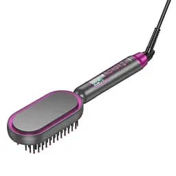 Електрична щітка-випрямляч HOCO HP44 Electric straightening hair comb з дисплеєм 40Вт Рожевий - мініатюра 5