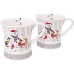 Чайный набор 2 чашки R36266 Друзья Снеговика керамика в подарочной упаковке 280 мл Белая