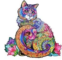 Деревянный пазл в коробке Волшебная кошка