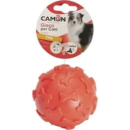 Игрушка для собак Camon Мяч с шипами в форме косточки, с пищалкой, термопластичная резина, 6 см, в ассортименте