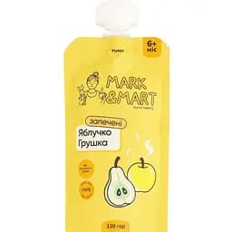 Пюре фруктове Mark&Mart Запечене яблучко і грушка без цукру для дітей гомогенізоване стерилізоване 120 г 