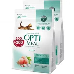 Сухий корм для кошенят Optimeal Chicken з куркою 400 г  (B1863001) - мініатюра 2
