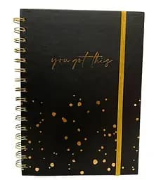 Блокнот, А5, на спіралі та гумці, картонна обкладинка з фольгою, 100 аркушів, клітинка, 5226