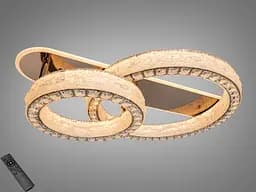 Сучасна стельова LED люстра Diasha 663/600+400GD золото 100 W з пультом 90 см 14-20 м2