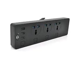 Сетевой фильтр ТВ-Т11, 3 розетки + 3 USB, с переключателем на каждую розетку, 2 м, сечение 3х0,75мм, 3000W, Black - мініатюра 1