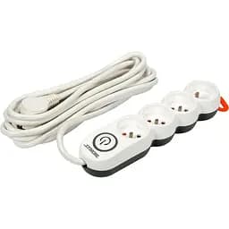 Удлинитель сетевой Sthor 5 м 4 гнезда и включатель 3-жильный 1.5 мм² с заземлением белый (72355)