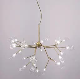 Сучасна каскадна листова люстра в золотистому корпусі на 27 ламп Line.F Колір плафона Графітовий