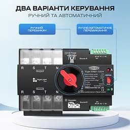 Автоматичний перемикач (АВР) під DIN-рейку TOMZN TOQ7/4P 125A 4 полюси (51-00118) - мініатюра 2