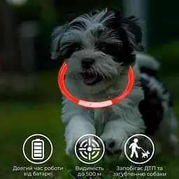 Світлодіодний LED нашийник для собак із зарядкою USB, зелений - мініатюра 7