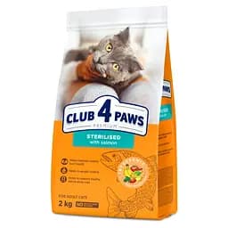 Сухой корм с лососем для взрослых стерилизованных котов Club 4 Paws Premium 2 кг