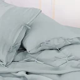 Підковдра MirSon Linen Caspian льон 200х220 см сіро-блакитна (2200008248406) - мініатюра 4