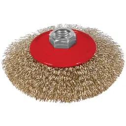 Щітка дротяна конусоподібна Sigma Ø75мм М14×2мм (латуньованна) (9016071)