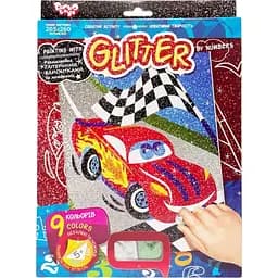 Раскраска глитерными блестками по номерам Danko Toys Тачки РГН-02-02 мини 20.5х26 см