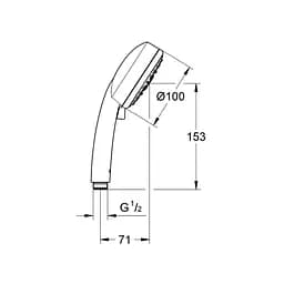 Ручний душ Grohe Vitalio Comfort 100 26094000, Хром - мініатюра 2