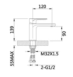 Змішувач для раковини Qtap Jay, Chrome/White (k35) QTJAY270CRW45551 - мініатюра 4