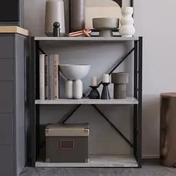 Етажерка 3/60 Ferrum-decor Серії Коннект 75x60x28 чорний ДСП Бетон 16мм (FRD-104256)