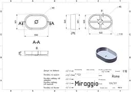Умивальник Miraggio Rome mirastone gray 0000997, Сірий - мініатюра 3